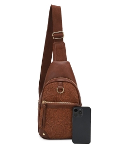 Fashion Tooled Sling Bag Backpack ZM-20551 BROWN